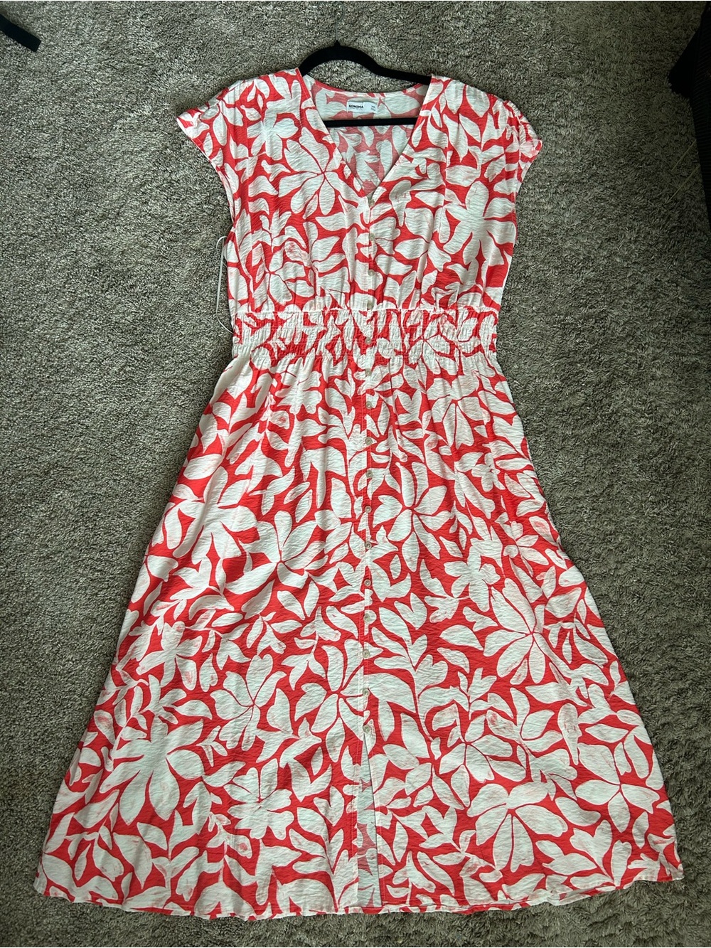Sonoma women’s Coral and White Floral Maxi Dress
